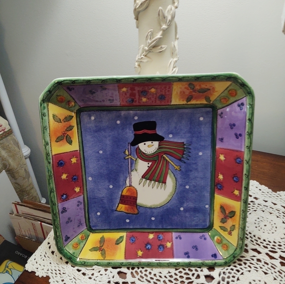 Sango Sue Zipkin Sweet Shoppe Christmas Snowman Serving Dish